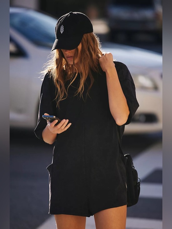 Free People MOVEMENT NWOT Hot Shot Tee Romper Short Size XS Oversized Cozy - Picture 4 of 13